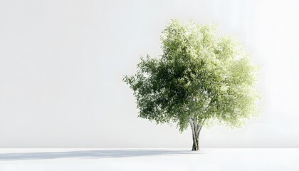 Obraz premium A solitary tree stands against a white background