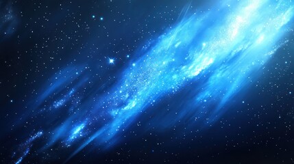Fototapeta premium Blue nebula streaks across starry space, cosmic background, sci-fi backdrop