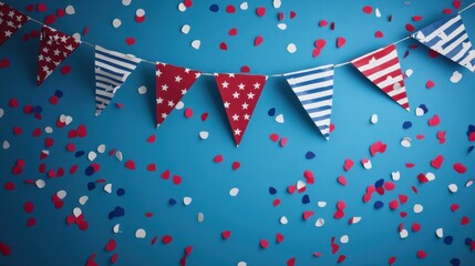 Obraz premium Patriotic Decorations with Bunting and Confetti