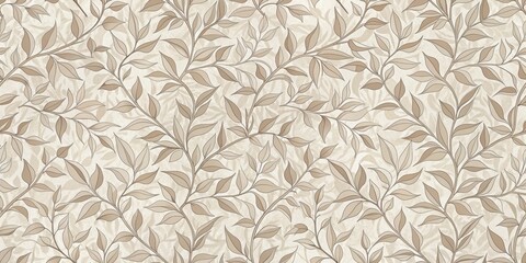 Beige grey vintage floral branch with leaves seamless pattern on fabric wallpaper, neutral, pattern,  neutral, pattern, leafy