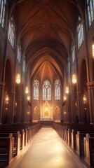 Sunlit church interior, peaceful scene