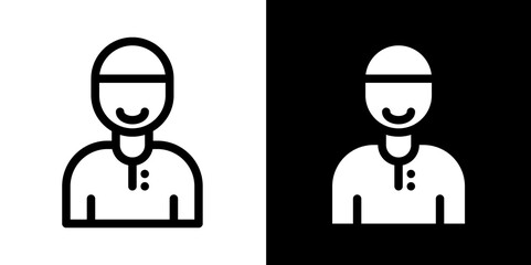 muslim man line and glyph icon, outline and glyph vector sign, linear and glyph style pictogram isolated on white and black. islamic Symbol, logo, icon, illustration