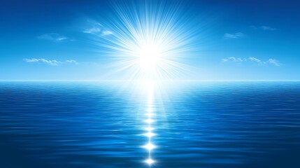 Obraz premium Bright Sun Shining Over Calm Ocean Water