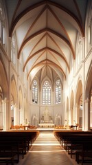 Fototapeta premium Sunlight streams into a grand cathedral.