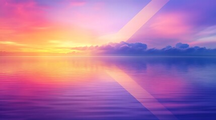 Serene Sunset Over Calm Ocean Waterscape