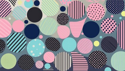 水玉とストライプの北欧風ランダムデザイン