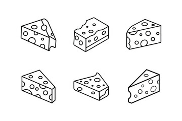 cheese icon line art vector illustration