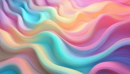 Vibrant, Futuristic 3D Pastel Neon Wave Artwork, Elevating the Interplay of Color and Geometry in a Stunning AI Creation.