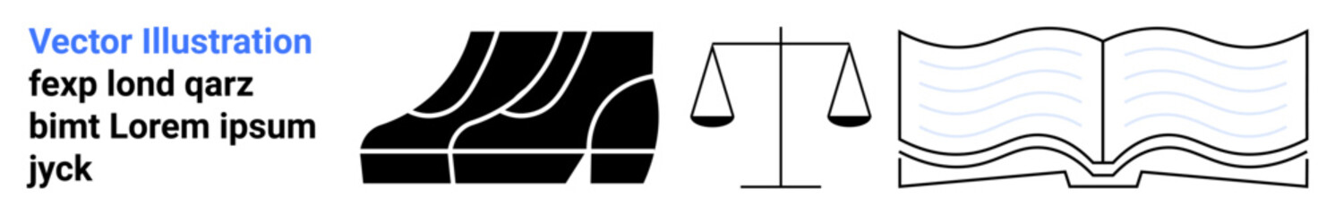 Judge gavel, balanced scales, and an open legal book symbolizing justice, law, and education. Ideal for law firms, courts, legal education, justice system corporate ethics fairness and flat