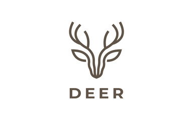 deer logo vector illustration, simple line deer logo template