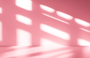 Wall interior background, studio and backdrops show products.with shadow from window color pink background for text insertion and presentation interior decoration	