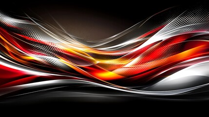 Abstract Red Orange and White Wave Design