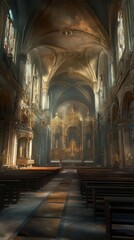 Fototapeta premium Sunlit sanctuary, ornate altar