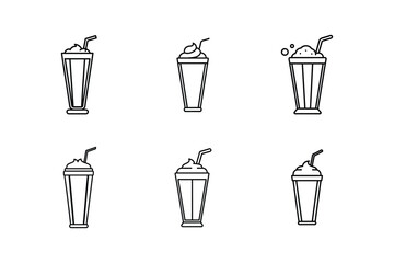 milkshakes line art vector illustration
