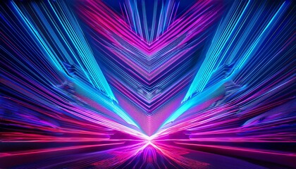 Vibrant neon lights create a dynamic, symmetrical abstract design.
