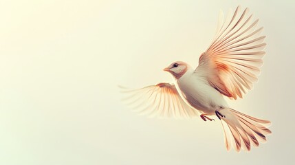 Obraz premium White Bird in Flight with Graceful Wings Against Soft Background