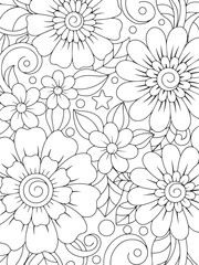 adults and kids flower coloring book for pattern