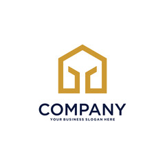 real estate logo design with house and building