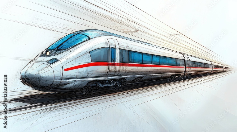 Poster high-speed train: a dynamic sketch of modern rail travel. experience the speed and efficiency of thi