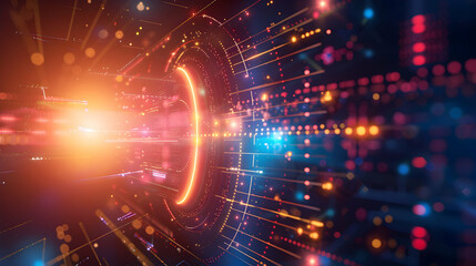 Obraz premium Abstract digital visualization with vibrant colors and dynamic lines.