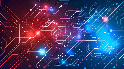 Obraz premium Abstract digital circuit design with vibrant colors and glowing elements.