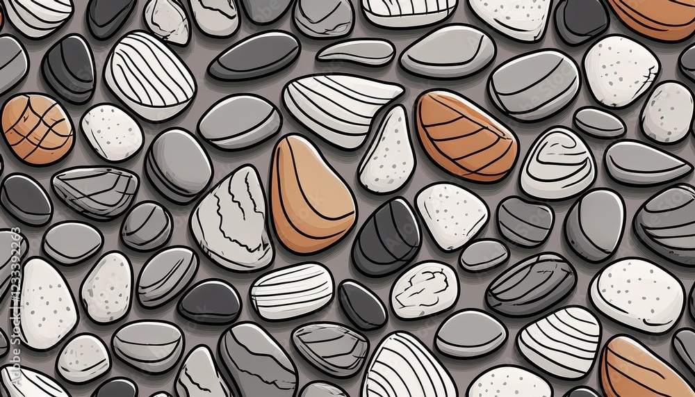Aufkleber vibrant pebble pattern charming coastal summer scene, repeating to create a seamless backdrop vector