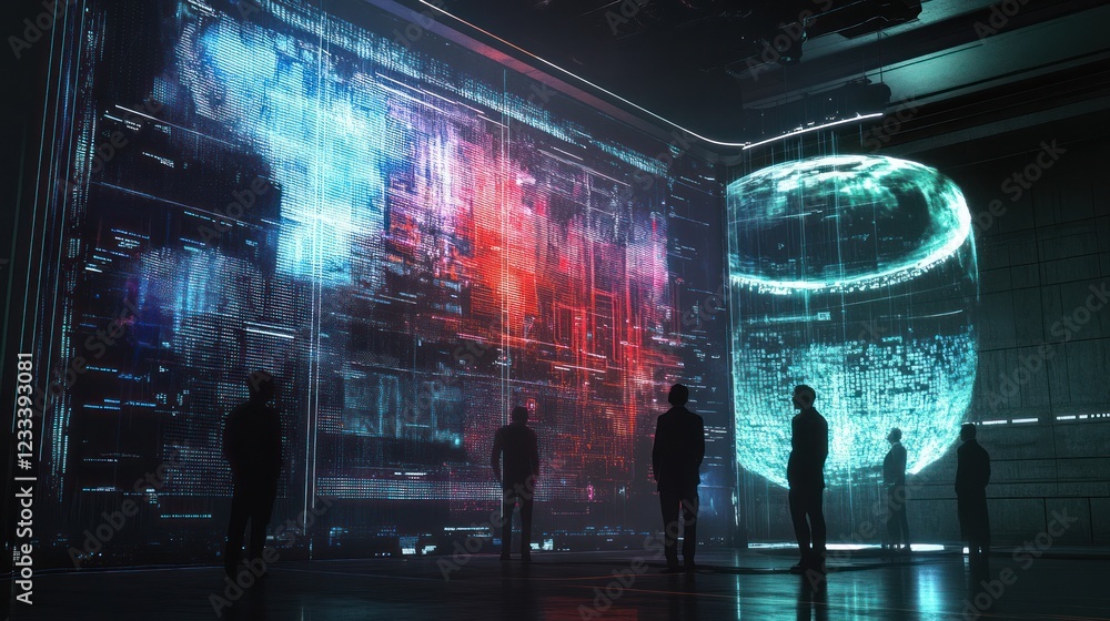 Poster futuristic data visualization: global network analysis