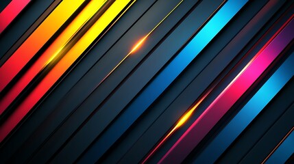 Obraz premium Abstract Diagonal Lines Vibrant Colors Dark Background