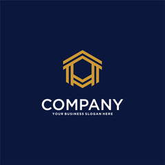 real estate logo design with house and building
