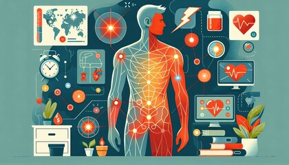 Chronic pain management guide mapping body's red zones and relief routes