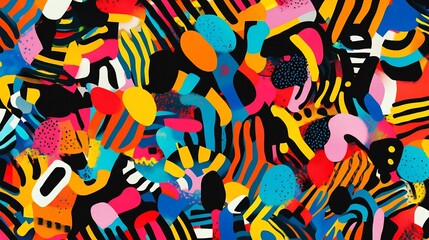 Obraz premium Abstract artwork with vivid colors, organic shapes and playful composition creating a modern feel