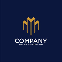 real estate logo design with house and building