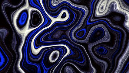 Fototapeta premium Abstract pattern of swirling blue, white, and black colors. Suitable for backgrounds, prints, and design elements in various projects.