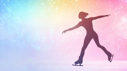 Naklejka premium Beautiful female skating on ice surface.