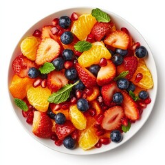 Obraz premium A refreshing fruit salad with a mix of juicy oranges, sweet strawberries, blueberries