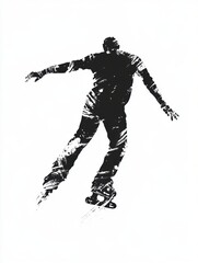 Fototapeta premium Happy male skating on ice surface.