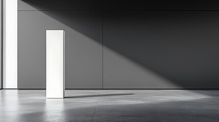 Fototapeta premium White Column Stands Against Grey Wall in Modern Room