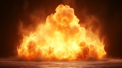 Massive fiery explosion billowing smoke and flames
