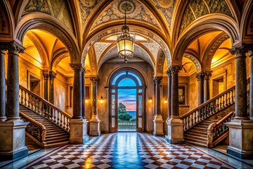 Fototapeta premium Arched Italian Entryway Leading to Grand Hall