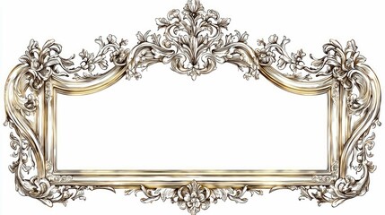 Ornate Baroque Frame: Gold, Vintage, Royal Design, Classic Architecture, Elegant Decor, Luxury, Antique Art, Scroll, Floral Pattern, Decorative Detail