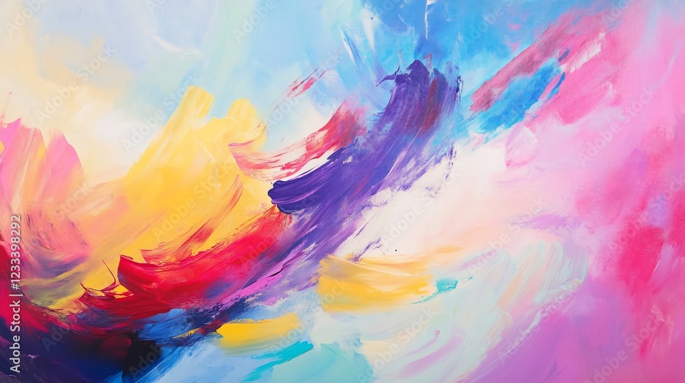 Poster abstract painting with dynamic brushstrokes and vibrant hues blending seamlessly together creating a