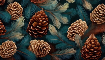 Natures Majesty Pinecone Wallpaper Design Embracing a Striking Pattern, Ideal for Infusing a Touch of the Forest into Modern Spaces