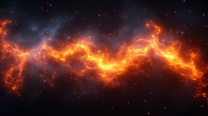 Fototapeta premium Fiery Plasma Stream Across Dark Nebula