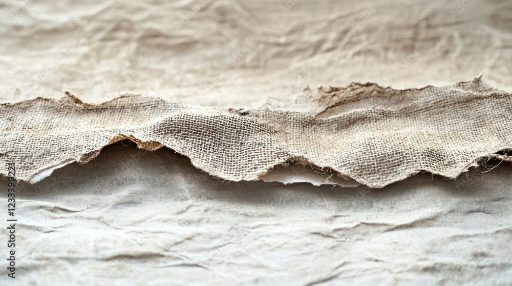 Aufkleber folded beige linen fabric texture background for rustic design projects