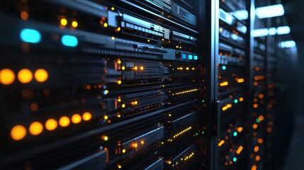 Naklejka premium Modern Data Center Server Room Technology Powerful Network Infrastructure