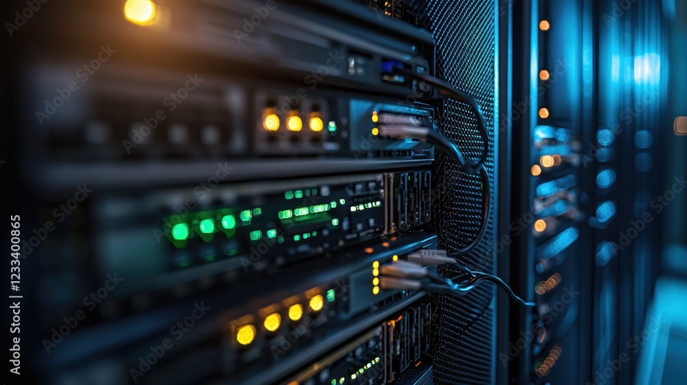 Poster powerful server rack data center network technology infrastructure