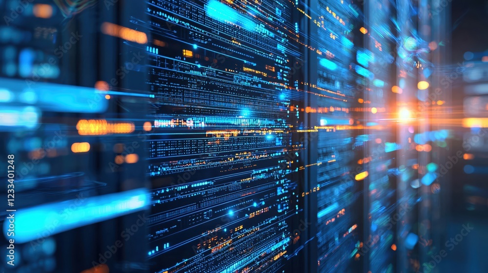 Poster streaming data server room digital technology abstract background