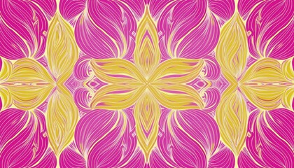 Vibrant Pink and Yellow Ornamental Pattern on a Captivating Background A Symphony of Colors in Abstract Artistry, Embracing Warmth and Joy