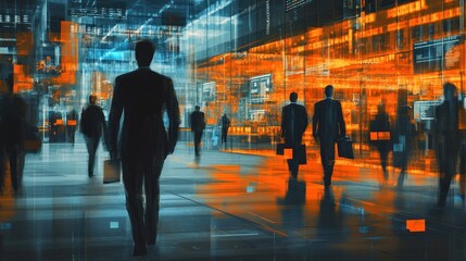 Obraz premium Futuristic Business Metropolis: A Digital Dawn