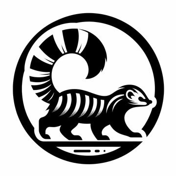 Minimalist Zorilla illustration with bold lines, showcasing its wild and nocturnal characteristics